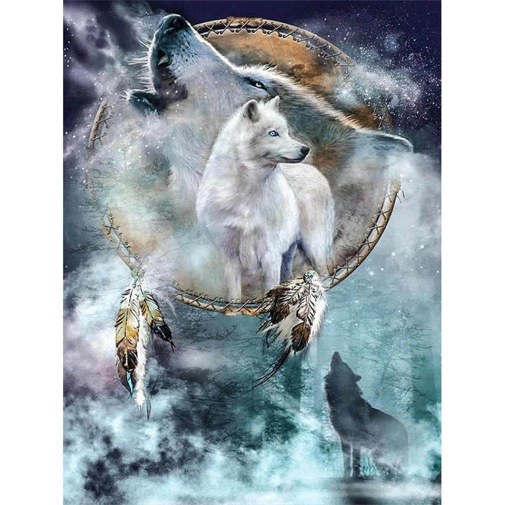

Dream Catcher Wolves - Round Drill Diamond Painting - 30*40CM, 501 Original