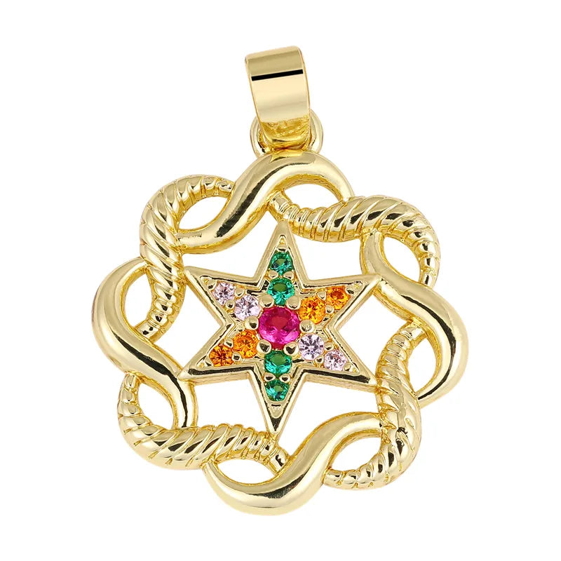 1 Piece 18.5*13.3MM Copper Zircon Geometric Heart Shape Flower Polished Pendant Jewelry Accessories