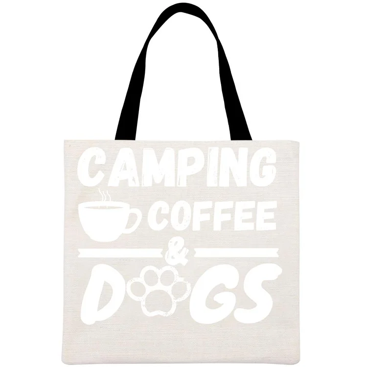 I Love Camping Printed Linen Bag-Annaletters