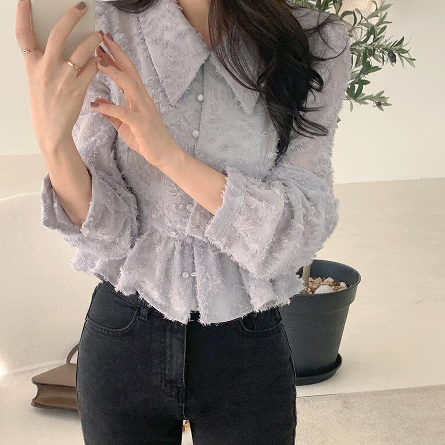 New Oversize Women Blouses Spring Tops Femme Casual Lace Womens Blouse Fall Girls Shirt Long Sleeve Plus Size Blusas Autumn