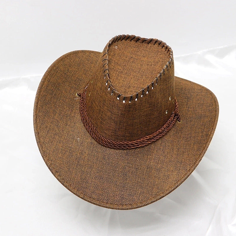 Men’s Minimalist Solid Color Big Eaves Straw Hat