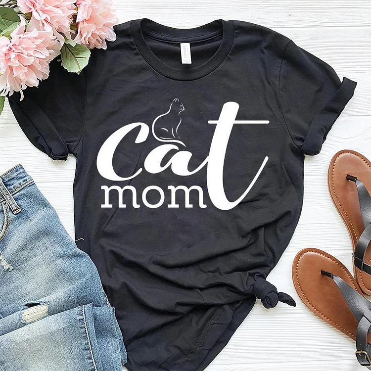 Cat mom T-shirt Tee - 02100-Annaletters