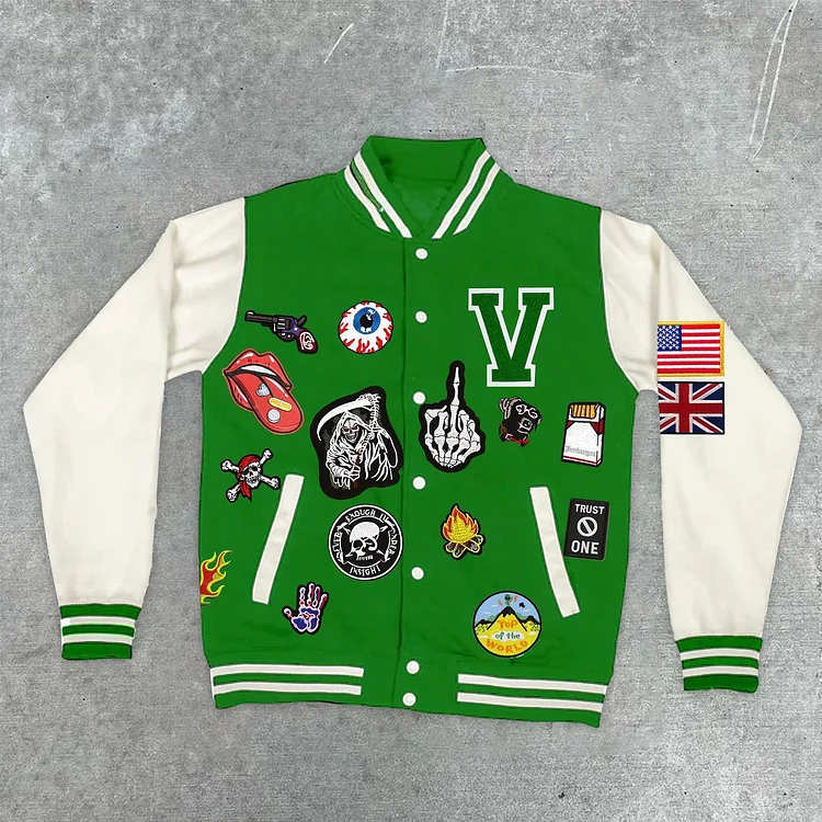 Casual street hip hop embroidered baseball jacket