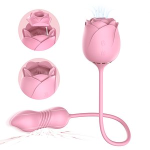 3-in-1 Double-Headed Rose Toy with Sucking and Tapping Features, Plus Telescopic Jumping Egg