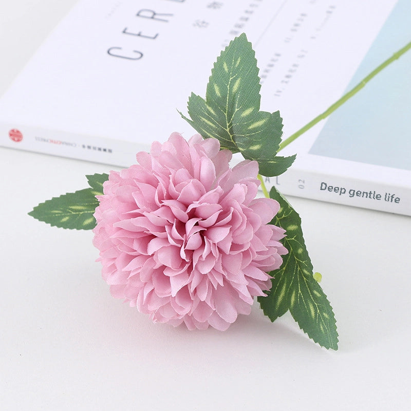 Artificial Chrysanthemum Single Ping-pong Chrysanthemum Wedding Decoration Home Living Room Soft Decoration Silk Cloth Dandelion Fake Flower