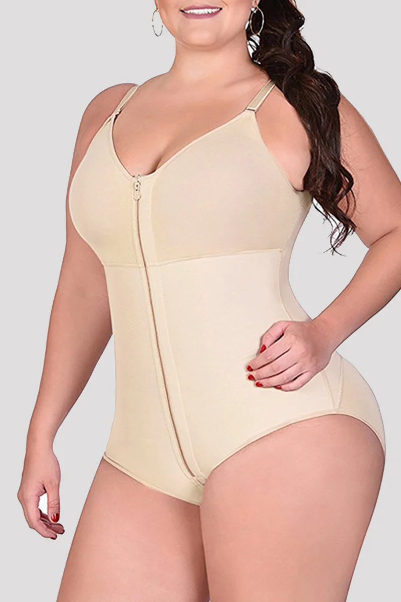Apricot Fashion Sexy Solid Patchwork Zipper Bustiers | EGEMISS