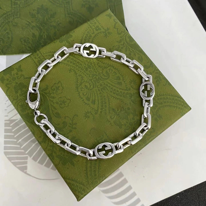 High Version Retro Plus 3G Letter Bracelet Pure White Copper Light Luxury Couple Men’s And Women’s Valentine’s Day Gift Factory Outlet