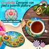(US Local)6pcs Flower DIY Diamond Painting Coasters Kits with Holder for Adult Beginner