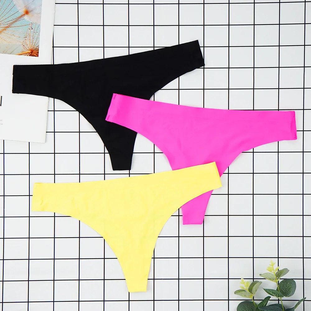 Billionm Sexy Seamless Thongs Ladies Ice Silk G-String Woman Sport Intimate Comfort Panties Female Underpants Plus Size S-4XL