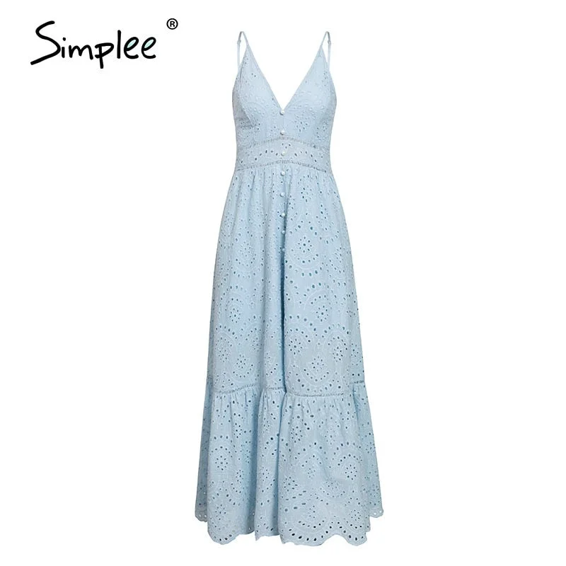 Simple v neck sexy lace summer dress women Strap button casual white dress female Streetwear backless midi dress vestidos 2020