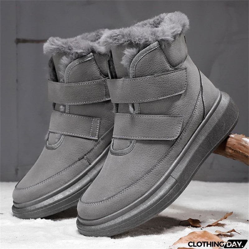 Men's Simple Stitches Rubber Sole Warm Plush Winter Snow Boots