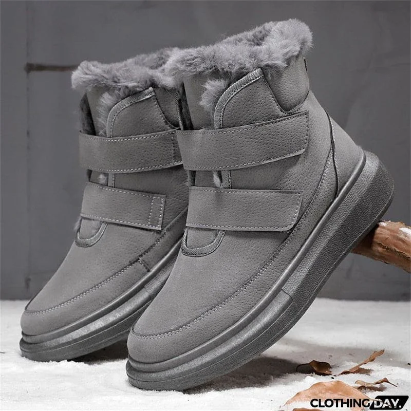 Men's Simple Stitches Rubber Sole Warm Plush Winter Snow Boots