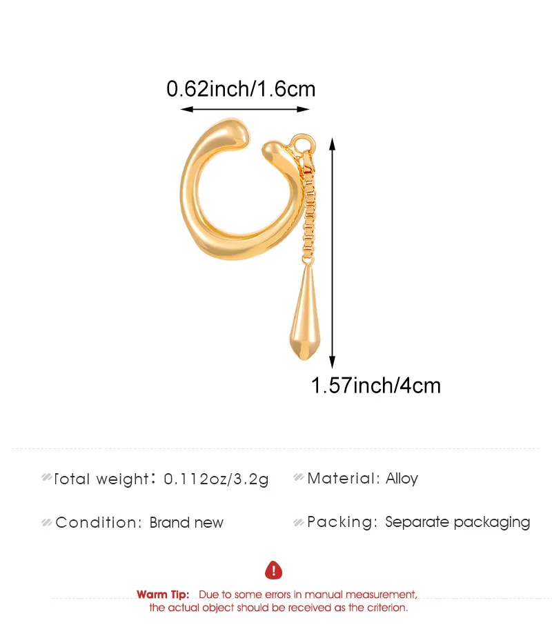 Water Drop Pendant Ear Bone Clip Earrings