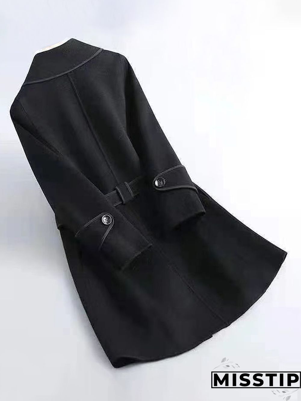 Winter Warm Woolen Blend Lapel Coat with Belt