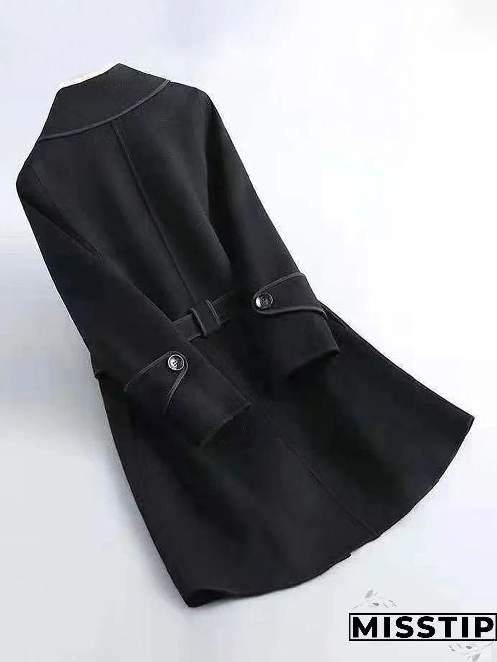 Winter Warm Woolen Blend Lapel Coat with Belt