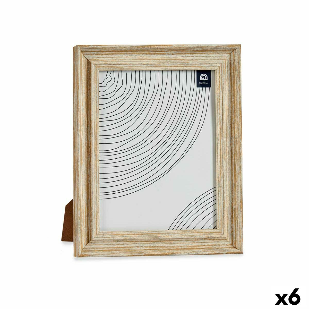 Photo frame Gift Decor Brown Golden Wood Crystal Plastic (6 Units)