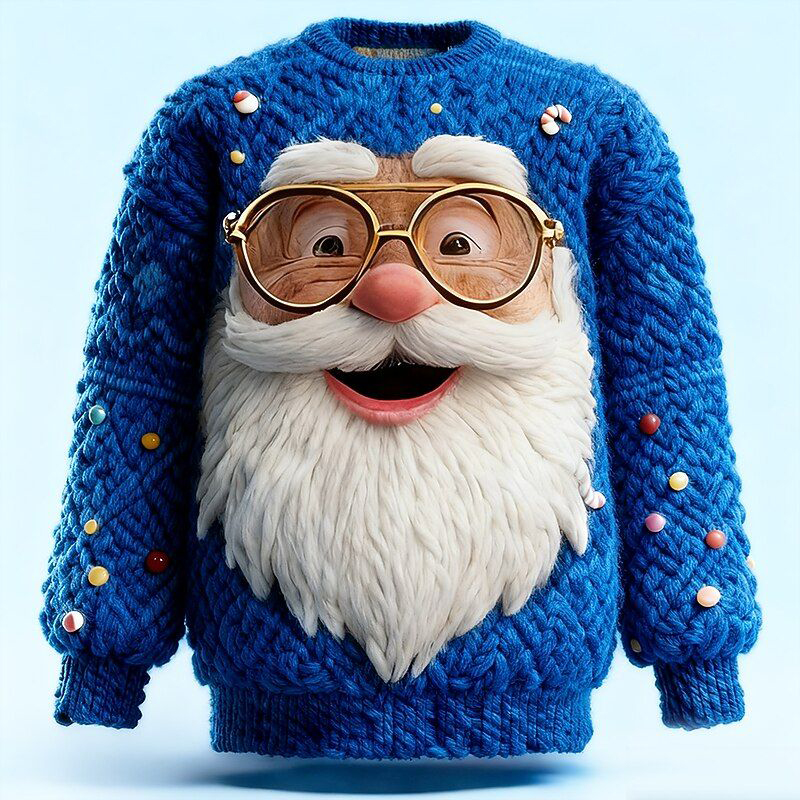 Fun Santa Claus Knitted Crew Neck Sweater elevenforest