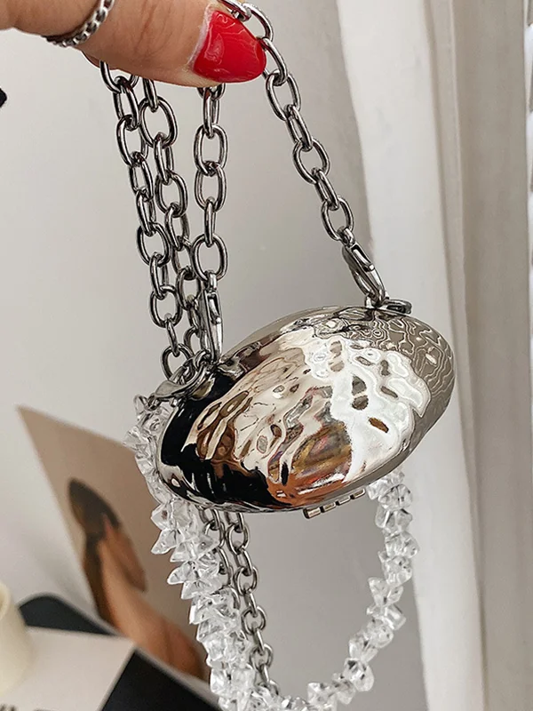 Metal Shell Chain Portable Messenger Mini Bag - yankia
