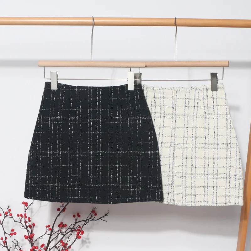 Nigikala Physical Shop Recommended Autumn And Winter Coarse Flowers Of The Semi-Body Skirt High Waist Thin Anti-Walking A Word Ass Short Skirt 8893