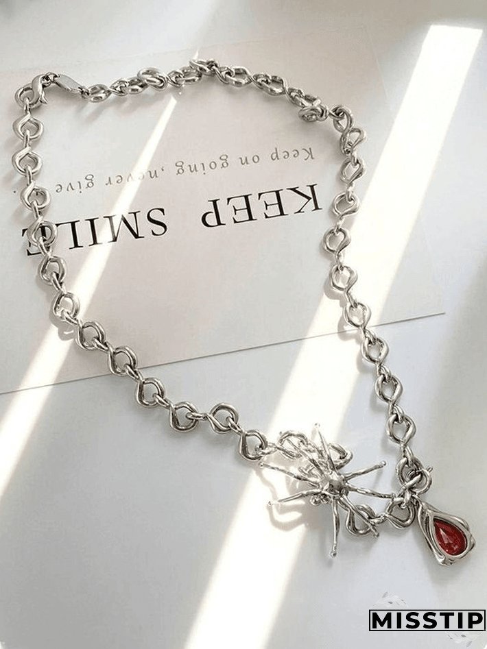 Spider Drop Pendant Chain Necklace