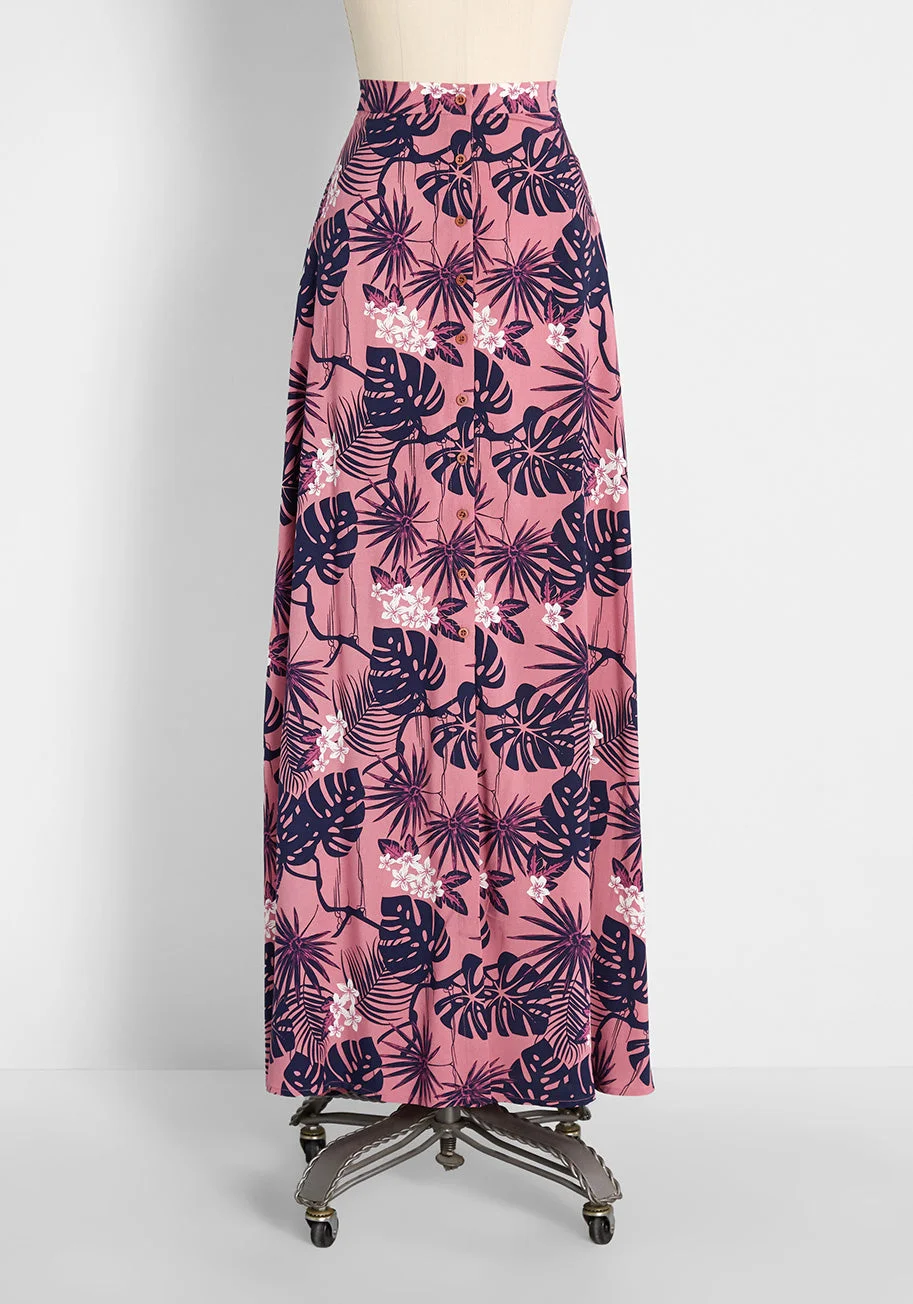 ModCloth x Collectif On Island Time Button-Front Maxi Skirt
