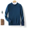 Winter New Men's Pure Wool Warm Simple Round Neck Casual Versatile High-end Knitted Sweater