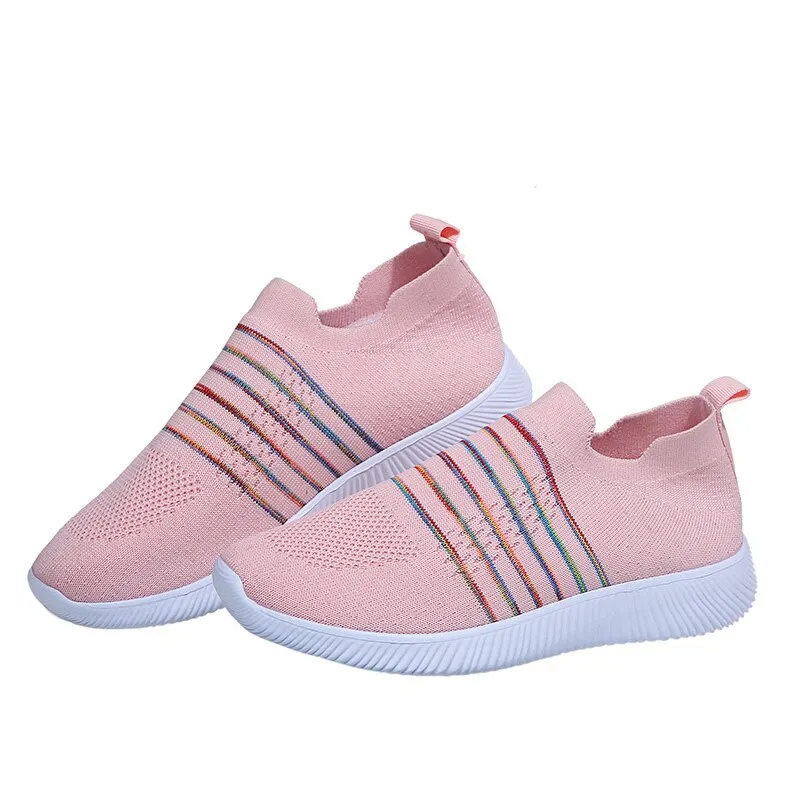 Women's Vulcanized Shoes Casual Mesh Breathable Ladies Sneakers Running Shoes Female Spring Summer Comfortable Footwear 2021 New