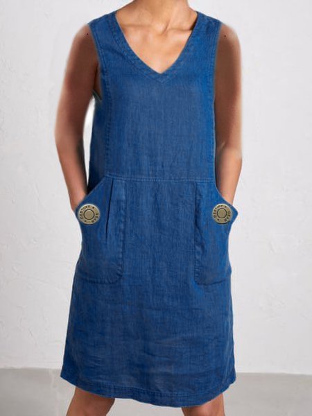 Casual Sleeveless Buttoned Dresses Zaesvini