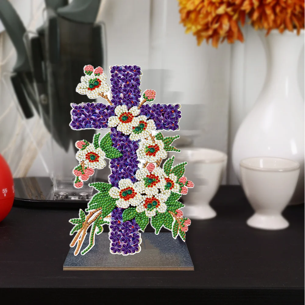 Cross DIY Diamonds Painting Ornaments Kids Gift Diamond Mosaic Ornament(Single-sided)