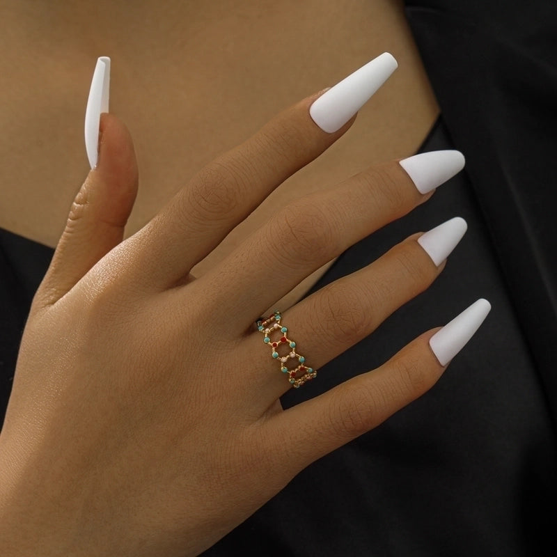 Elegant Princess Sweet Geometric 304 Stainless Steel 18K Gold Plated Open Rings In Bulk