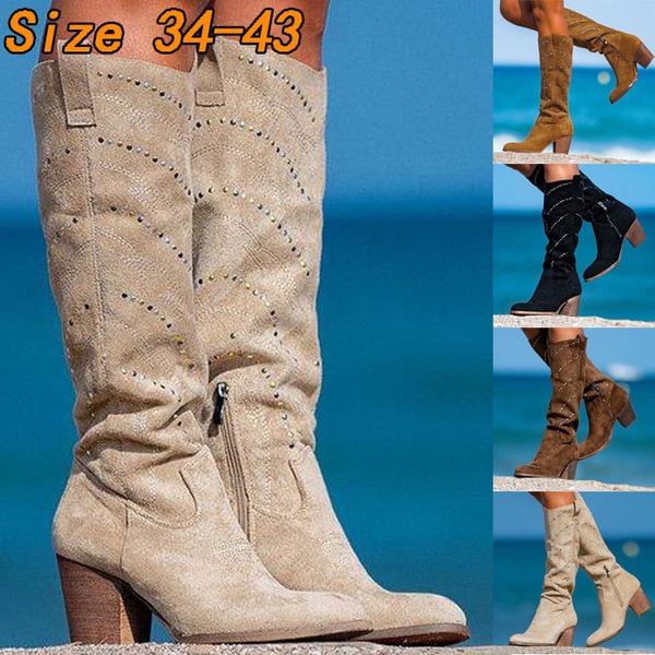 Women Knee High Boots Chaussure Booties Gladiator Gladiator High Heels Shiny Crystal Deco Shoes Woman Zapatos Mujer Sapato - Shop Trendy Women's Clothing | LoverChic