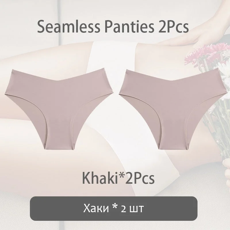 FINETOO 1/2Pcs Seamless Panties Women Sexy V Waist Briefs M-2XL Plus Size Underwear Comfortable Ladies Underpants Lingerie 2021