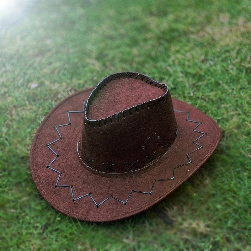 Western Cowboy Hat Knight Hat Men's And Women's Sun Hat Big Along Outdoor Performance Cowboy Hat Big Eaves Prairie Travel Hat
