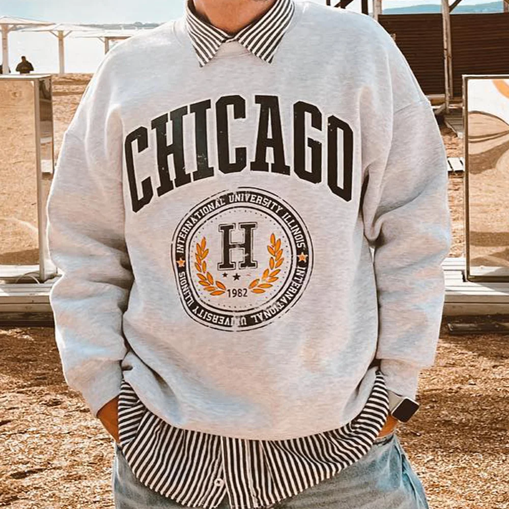Men's Chicago Print Crew Neck Sweatshirt