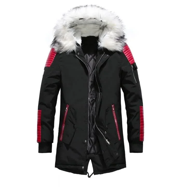 Men's Warm Jacket With Fur Collar Cotton Padded Jacket