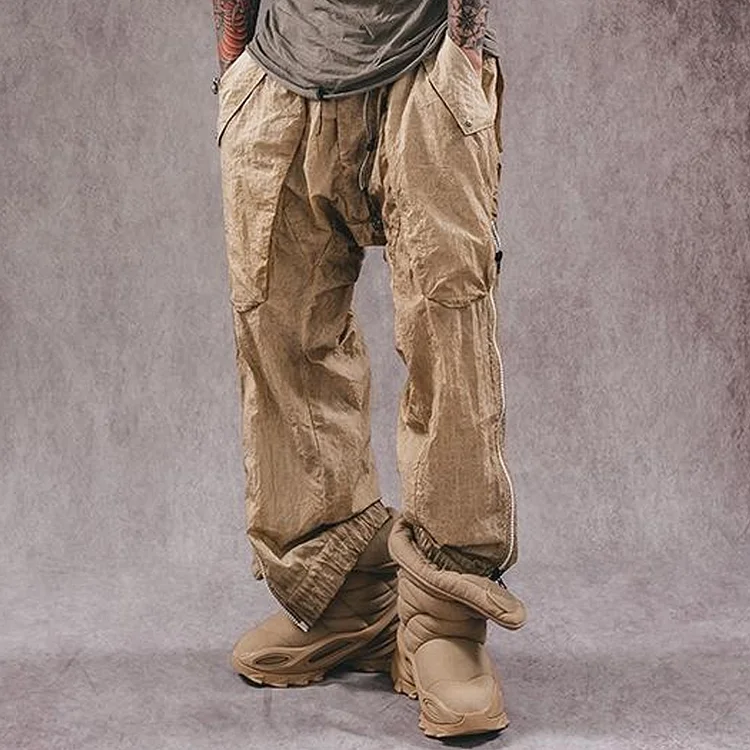 Wasteland Casual Distressed Washed Cuff Zipper Trousers