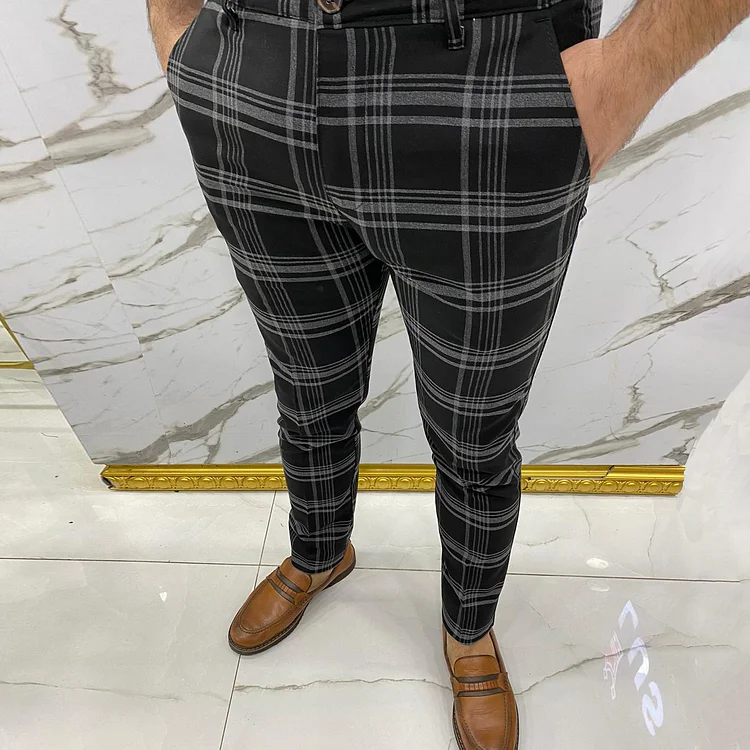 BrosWear Large Plaid Striped Pants