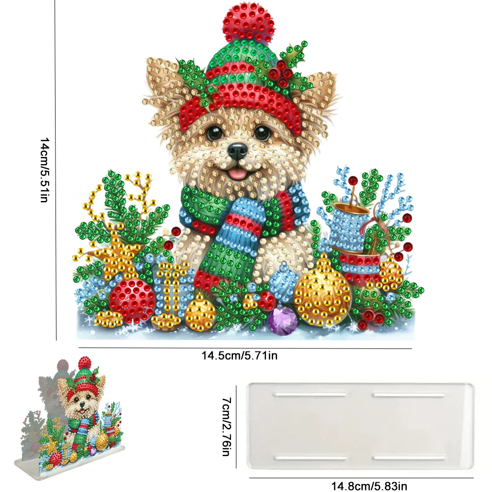 5D DIY Christmas Dog Acrylic Double Sided Diamond Art Paper Towel Storage Rack Decor