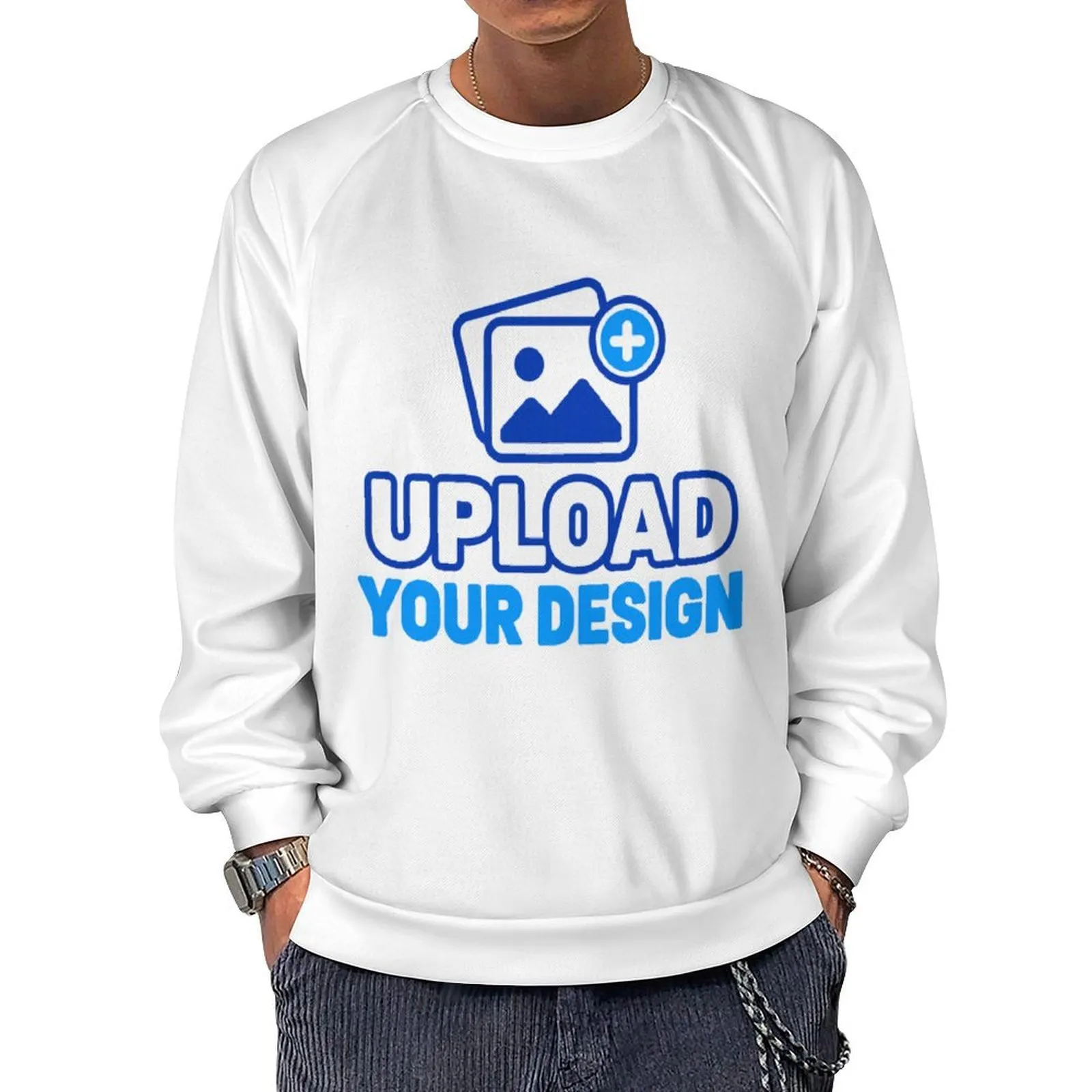 Men's Shoulder-Over Round Neck Sweatshirt custom product view 8