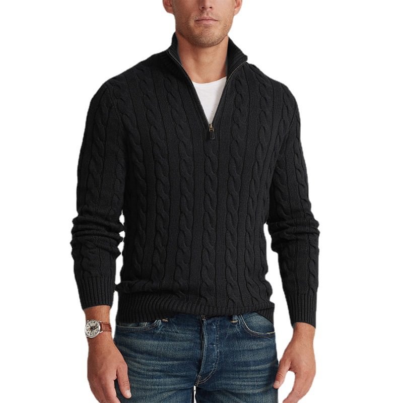 Men's Autumn Winter Knit Quarter Zip Sweaters-VESSFUL