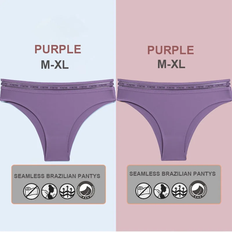 FINETOO 2PCS/Set Women Seamless Lingerie Letter Underpants Ladies 6 Solid Colors M-XL Woman Sexy Panties Briefs Underwear Thong