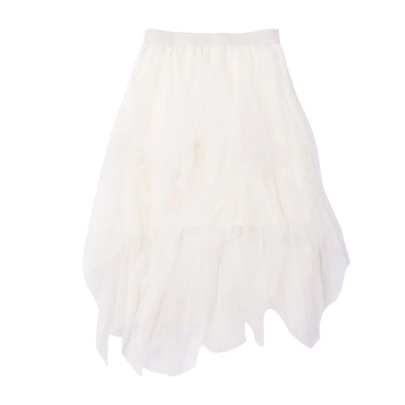 Summer Women Mesh Tulle Skirts Wraps High Waist Party Petticoat Fashion Casual Style Irregular Skirt Bottoms Holiday Lady Girl