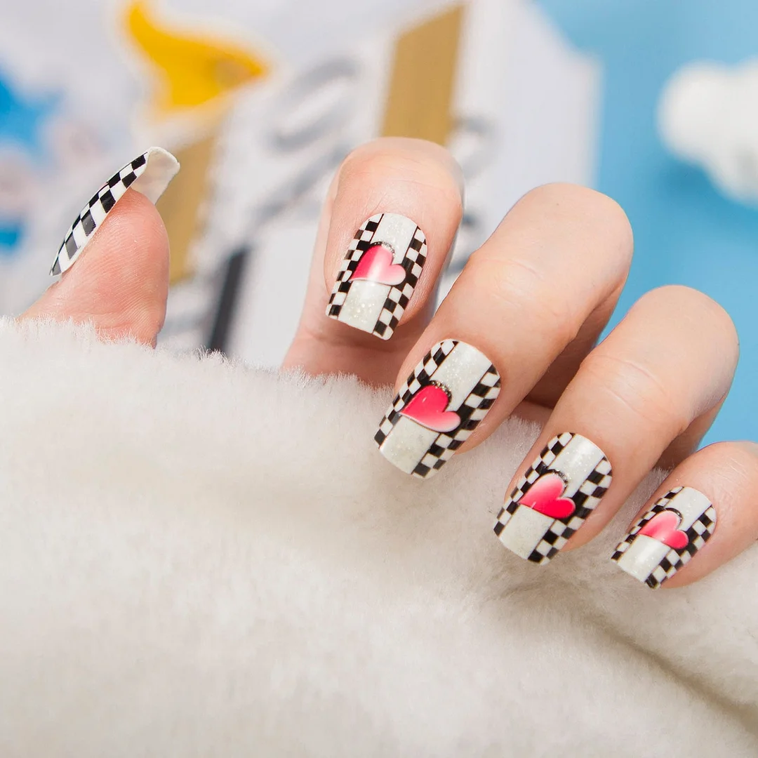 24pcs/set Fashion Acrylic Full Cover Fake Nails 10 Sizes Press on Nails Designs French False Nail Art Tips 278 Fingernail Tips-Nail Inspo