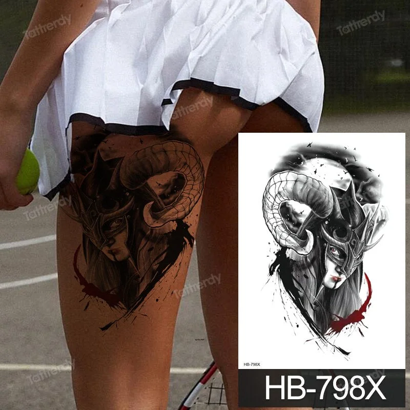 big tattoo anime tiger lion king head thigh leg temporary tattoo for women girls beauty sexy body art sticker tattoos waterproof