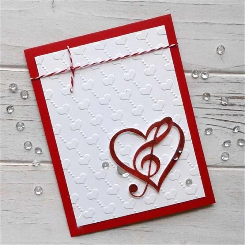 Cutting Dies Scrapbooking For Making Cards Photo Album Decorative Embossing Musical Heart Metal