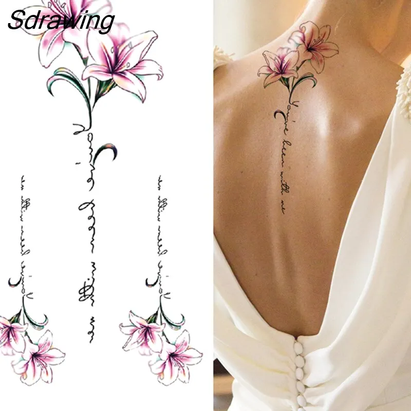 Sdrawing Fake Peony Temporary Tattoos For Women Girl Black Rose Elephant Flower Tattoo Sticker Tiger Anemone Tatoos Half Sleeve 1020-0