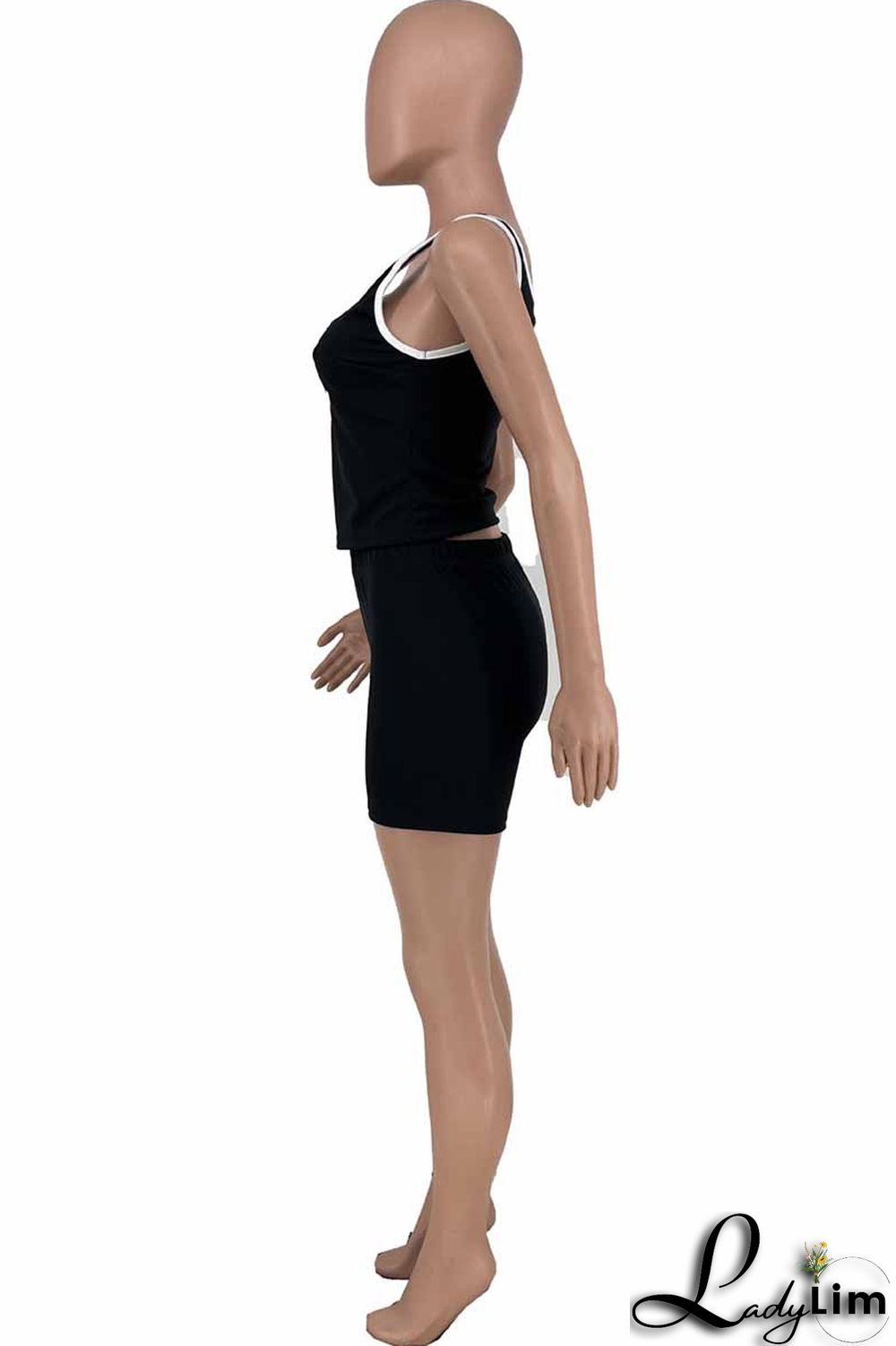 Pink Casual Print Letter U Neck Sleeveless Two Pieces