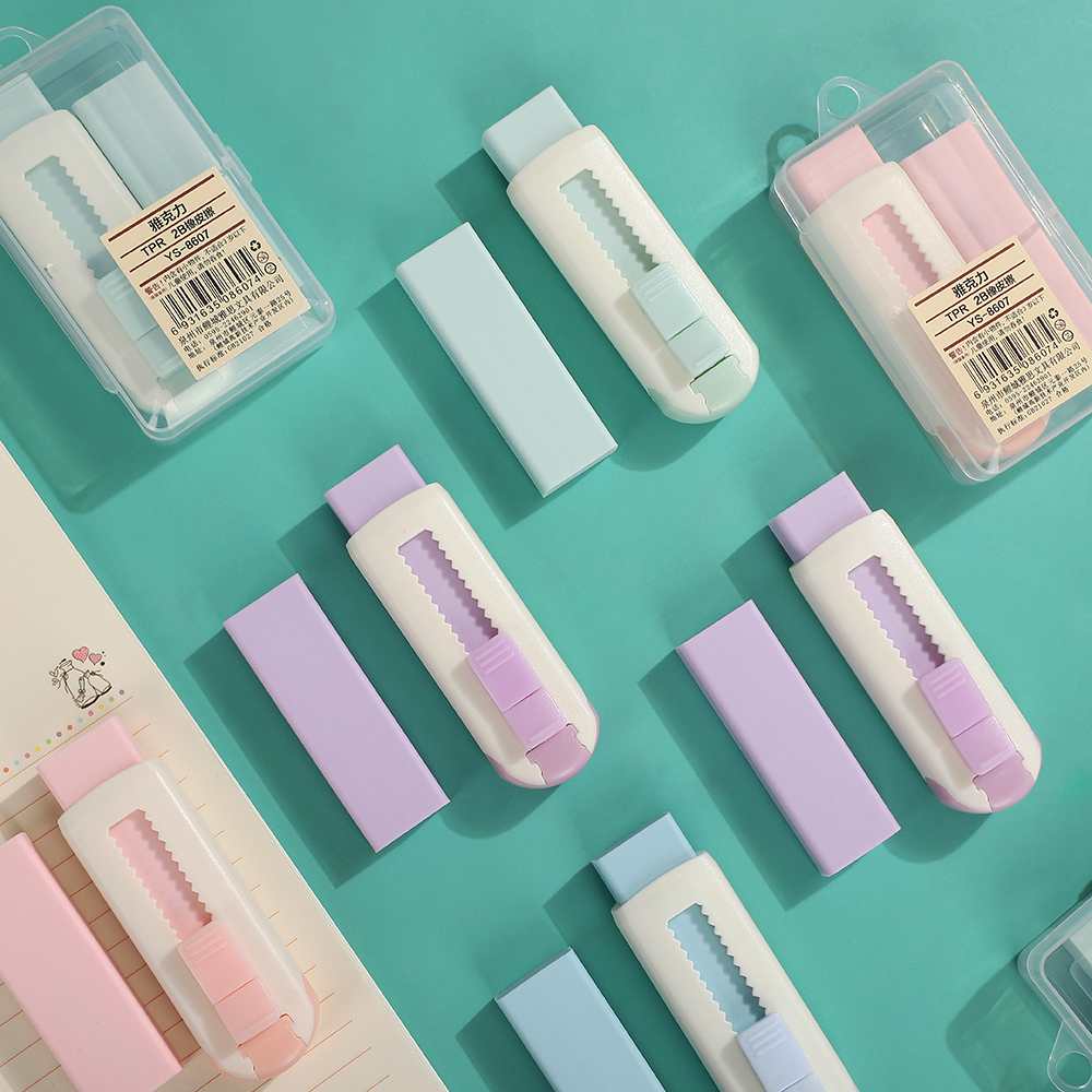 저널세이 창의성 마카롱 컬러 수납식 푸시풀 지우개