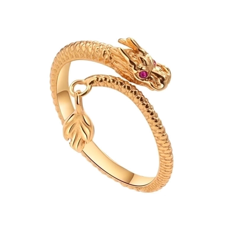 IG Style Dragon Copper Plating Inlay Zircon Charm Rings Open Rings