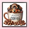 Coffee Dachshund-Partial 11CT Stamped Cross Stitch Bead Embroidery 36*36cm/14.17*14.17in tapestrymarket